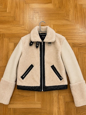 Bershka beige jacket with faux fur, size S