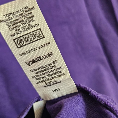 TopMan men's T-shirt with print, purple and white, size M
