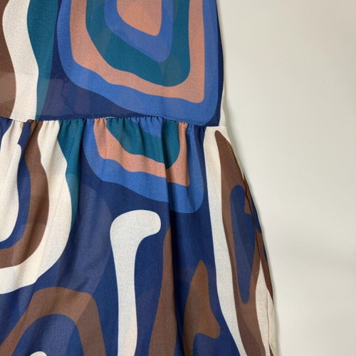 Maxi dress like new with unique pattern in beige and brown