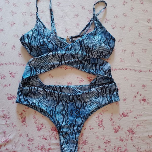 Women's swimsuit with crossed front design, animal print, size S, new