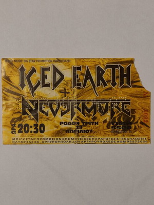 Εισιτήριο συναυλίας Iced Earth και Nevermore σαν καινούργιο, Αθήνα 29/4/1997