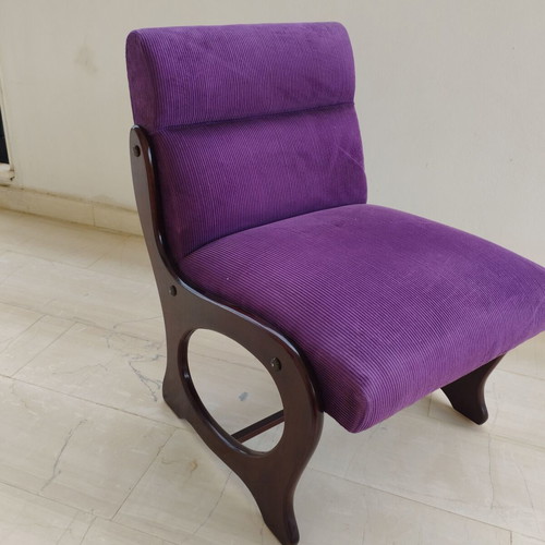 Vintage handmade low armchairs used, set of 2 pieces