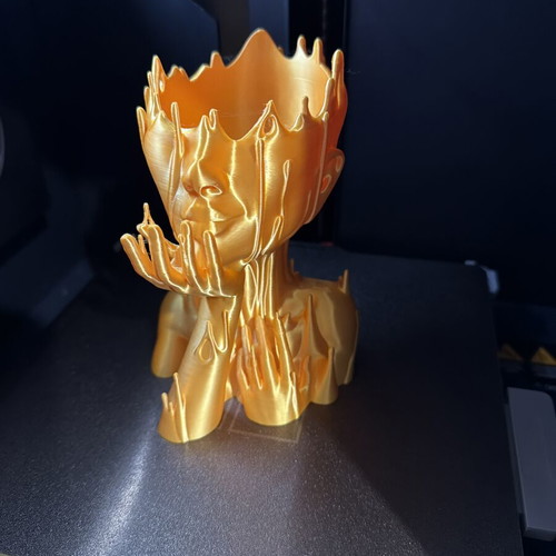 Golden Melt Face 3D Printed Art Planter New