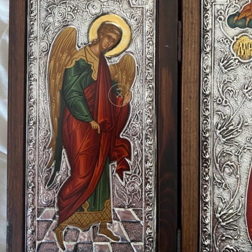 Collectible triptych icon Rhodon the Amaranth new, Archangel Gabriel & Archangel Michael