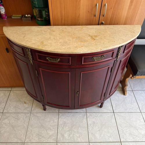 Classic wooden console like new with mirror and marble surface