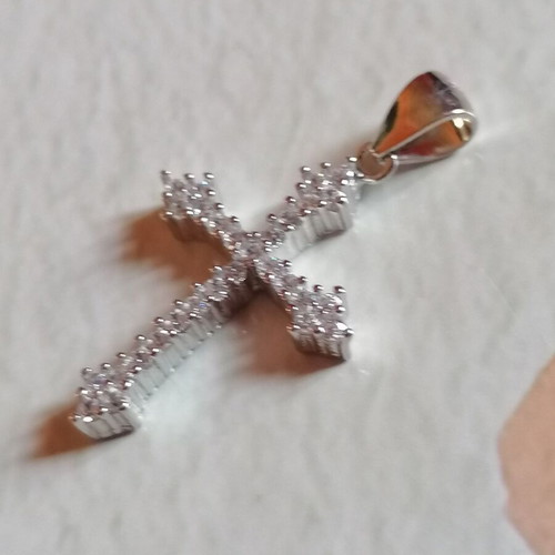 Silver 925 Cross with White Zircons new