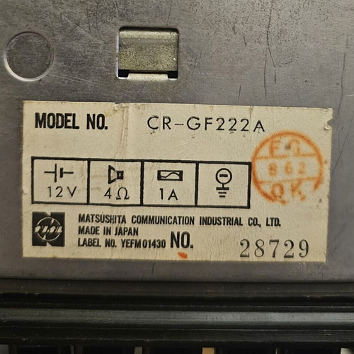 Matsushita National CR-GF222A car radio used, vintage