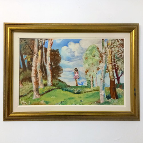 Painting Girl in Landscape used in luxury frame