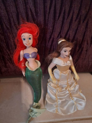 Porcelain Ariel and Belle dolls used, collection