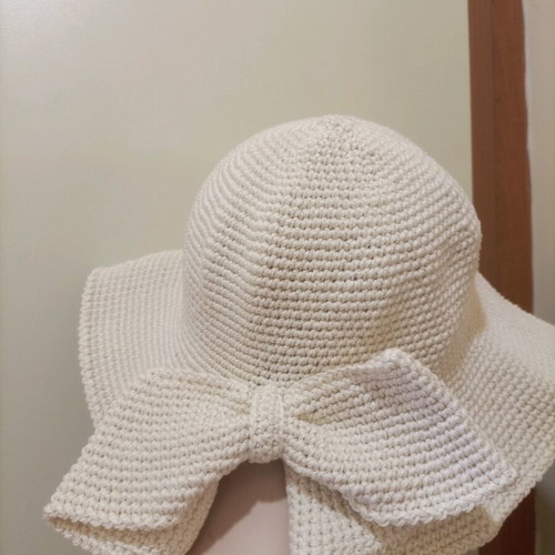 Handmade hat new knitted ecru size 52