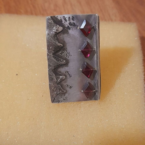 Handmade silver ring 925 with semi-precious stones and opening shank new