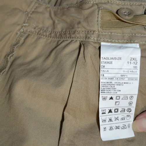 Sisley Benetton Boys' Cargo Pants Beige Size 11-12 Years Like New