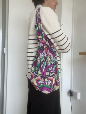 Shoulder bag new, made from t-shirt, multicolored