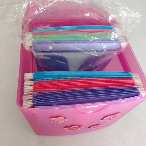 CD storage box with colorful sleeves like new