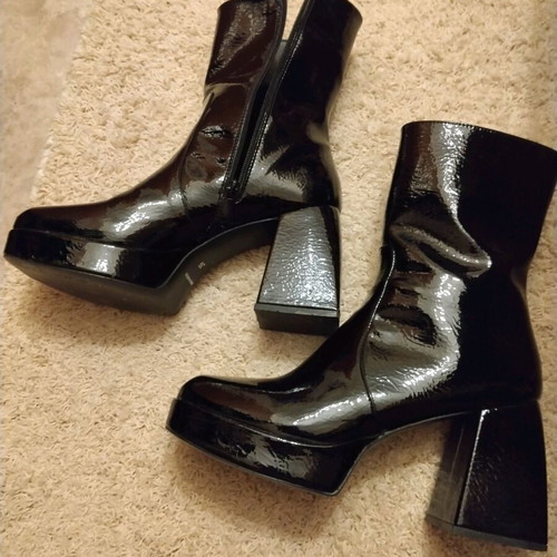 Carad patent leather ankle boots used, size 39, black, 9.5 cm heel