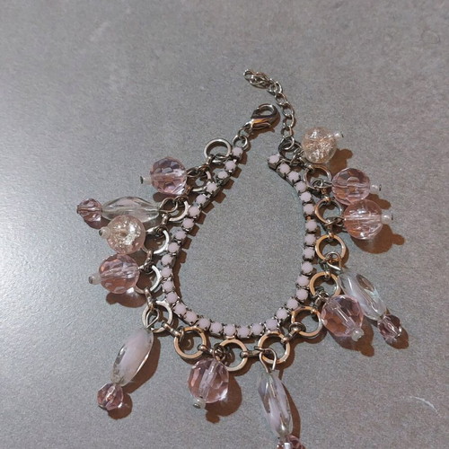Bracelet with pink crystals Silver 925 like new