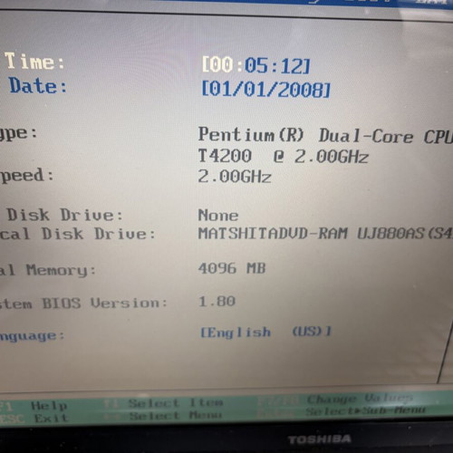 Toshiba Satellite A300 laptop used, 4GB RAM, no charger or HDD
