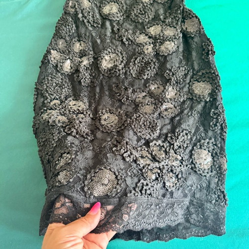Junona Party Cocktail Mini Little Black Dress Size M open back lace like new