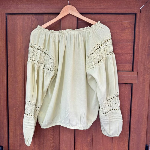 Boho top Lucky Brand lime color, size S