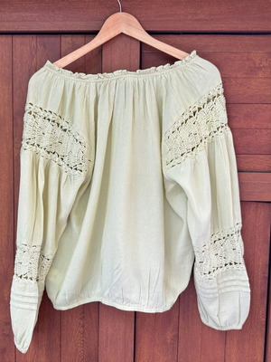 Boho top Lucky Brand lime color, size S
