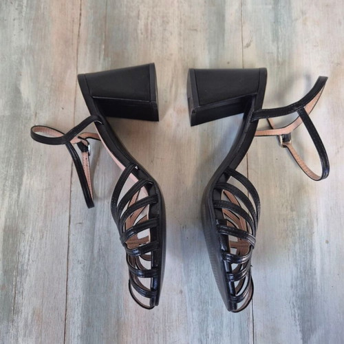 Diamantique Black Semi-Open Sandals Size 40 New, 8 cm Heel