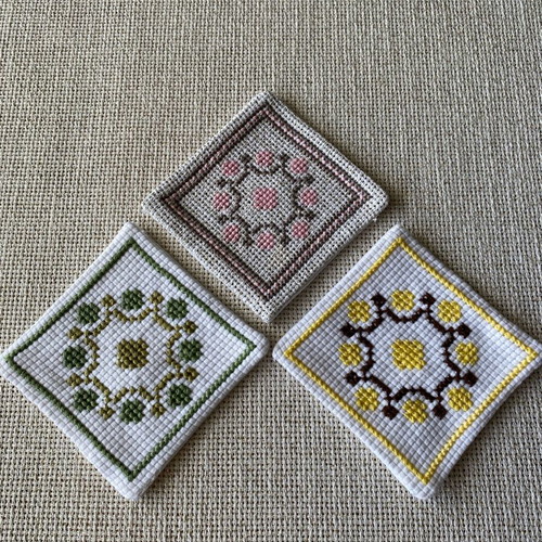 Handmade Coasters Cretan Cross-Stitch like new