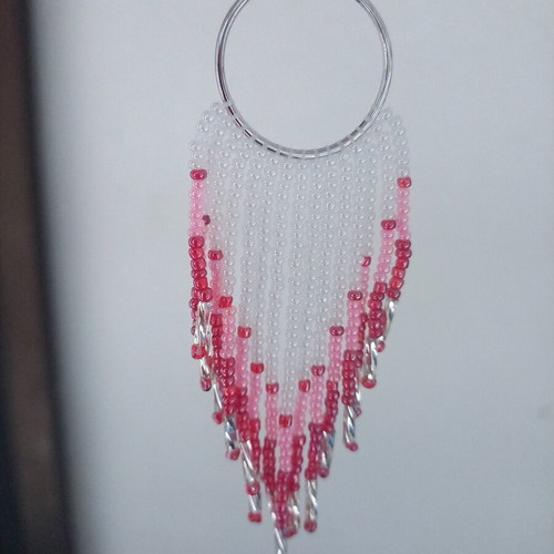 Handmade earrings with fringes from Czech beads and steel hook, new
