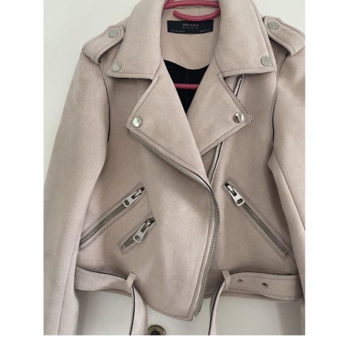 Zara suede jacket used, pink, size S