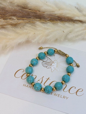 Bracelet with semi-precious howlite stones and steel new