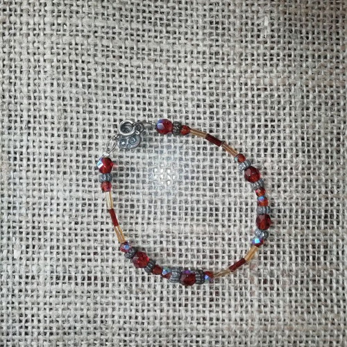 Boho bracelet with honey agate semiprecious stones and blue iridescence new