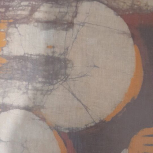 Indian batik used with girl combing hair, bathroom decoration