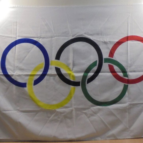 Olympic Games flag large used 88cm x 154cm
