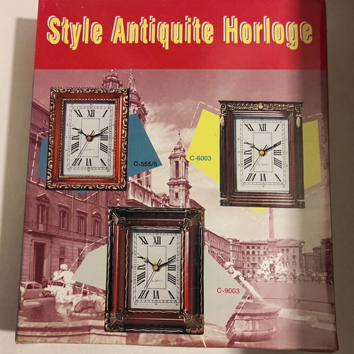 Vintage table clock new, wood color, analog