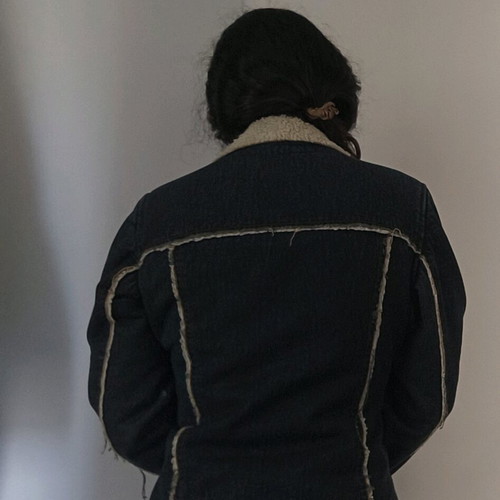 Ysatis jean jacket like new, blue, size S/M with wool lining