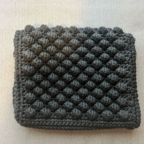 Knitted handmade shoulder bag gray new