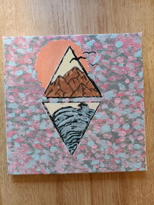 Mountain - Sea painting like new, painted on canvas