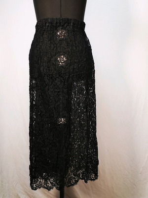 Lace skirt vintage handmade black used
