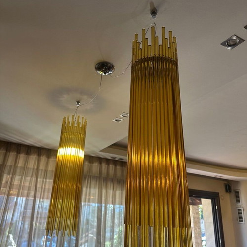 Vistosi Diadema Murano glass chandeliers like new, set of 5