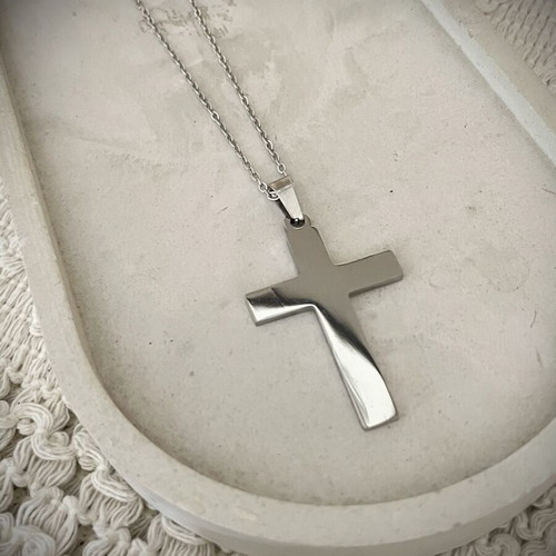 Stainless Steel Unisex Cross Necklace new, silver color