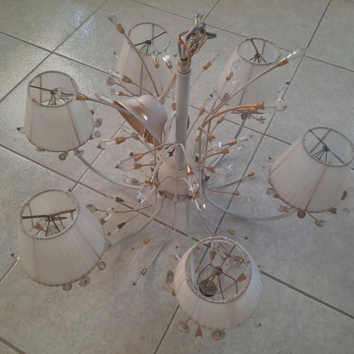 Vintage 6-light ceiling lamp with crystals like new