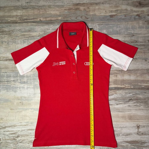 Audi 24 Heures du Mans polo shirt, red and white, cotton blend, size XS S
