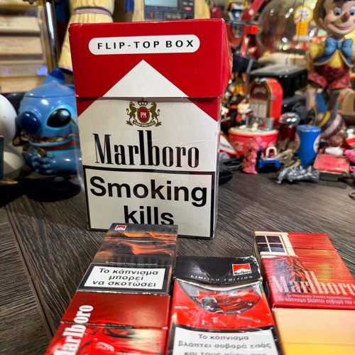 Marlboro empty collectible packs used with matches and large box