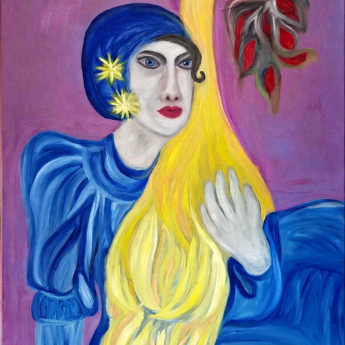 Oil painting Woman with Swan by Ioanna new, 80x100 cm