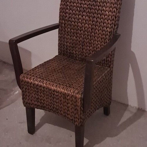 Ethnic dining set like new with large table and six chairs