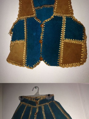 Vintage 2000s Σετ σουέντ γιλέκο και φούστα Νο6