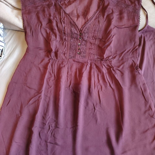 Marks & Spencer Burgundy Sleeveless Top with Lace Details like new
