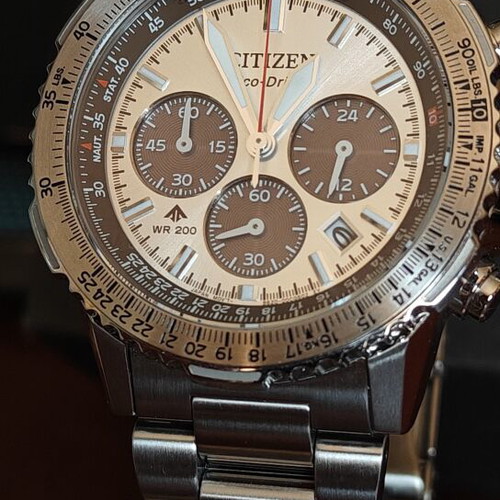 Citizen Promaster Sky EcoDrive Chronograph Silver Stainless Steel Bracelet watch like new