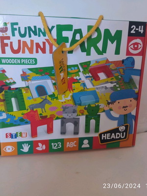 Headu Stem Funny Farm puzzle and wooden animals like new for ages 2-4
