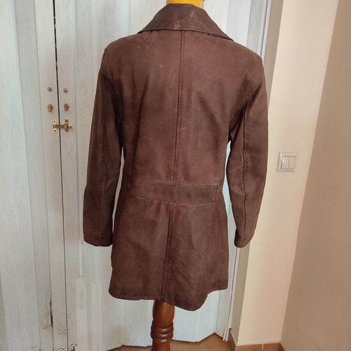 Chevignon brown leather jacket used, oiled leather, vintage ’90s