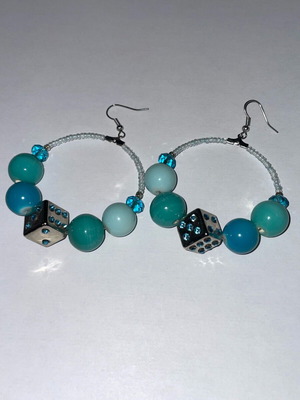 Dice Earrings New Turquoise Silver Faux